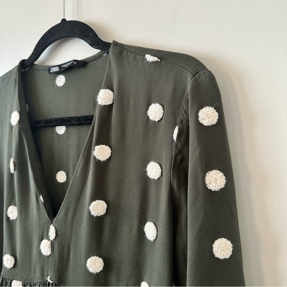 Zara Long Sleeve Polka Dot Appliqué Mini Dress (Size: Medium) - Picture 7 of 10